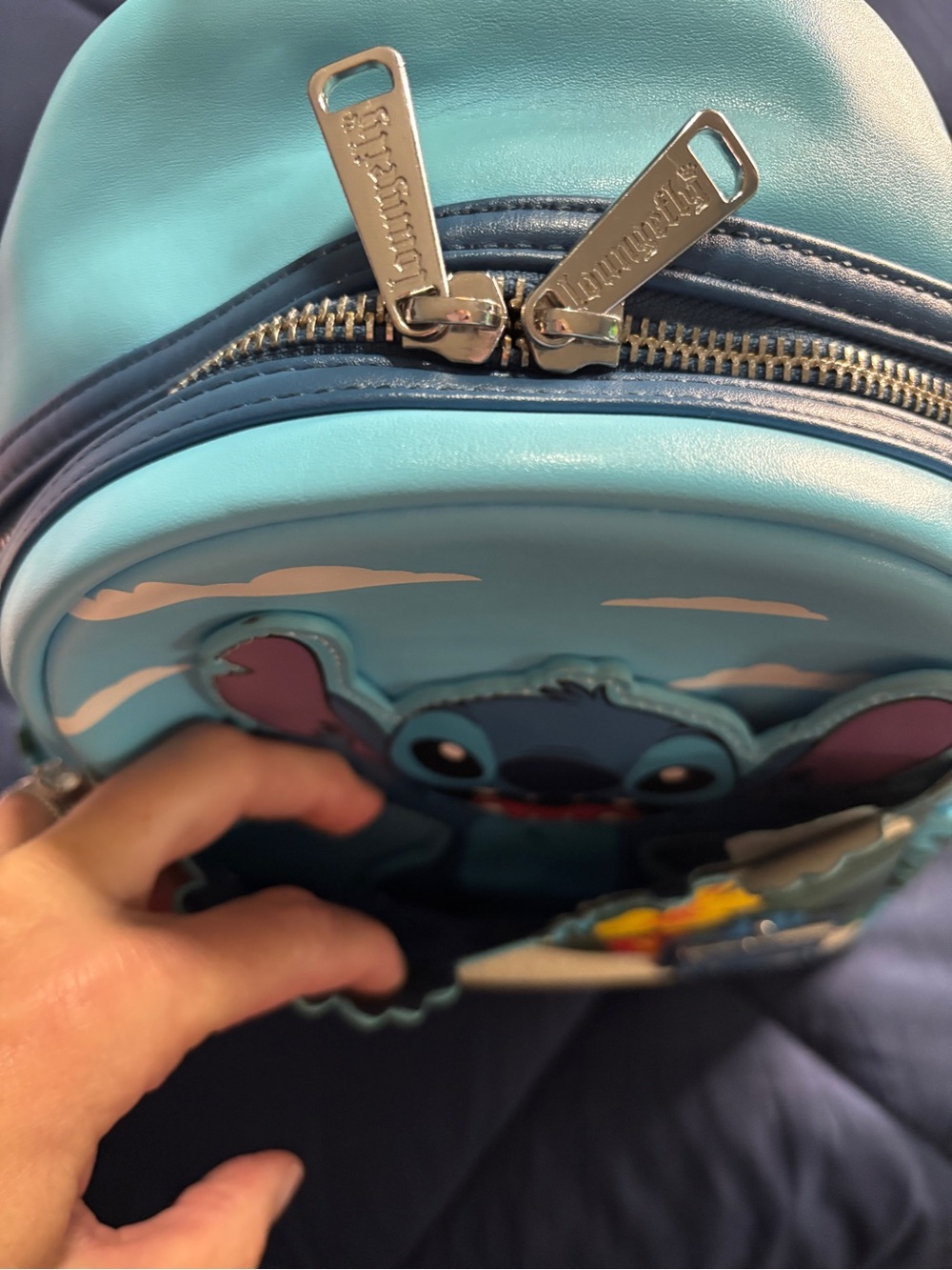 Disney Parks x Loungefly Blue Stitch Floral Mini Backpack - Picture 3 of 7